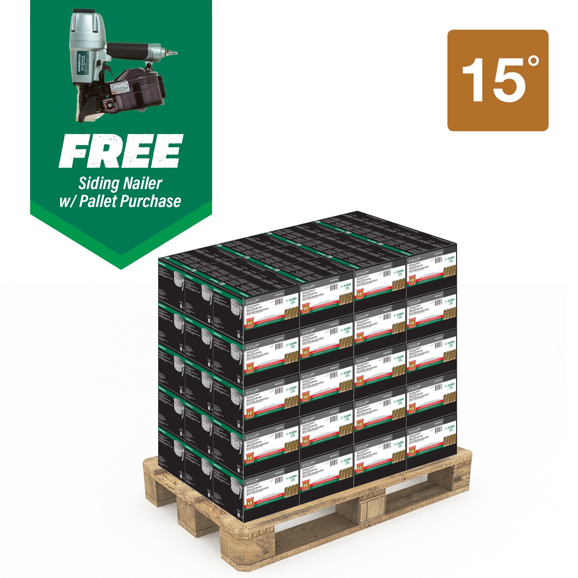 Metabo HPT Hot-Dipped Galvanized Siding Nails with Free Pneumatic Siding Nailer — 2 1/4in., Wire Coil, Model# 13367NV65AH2M